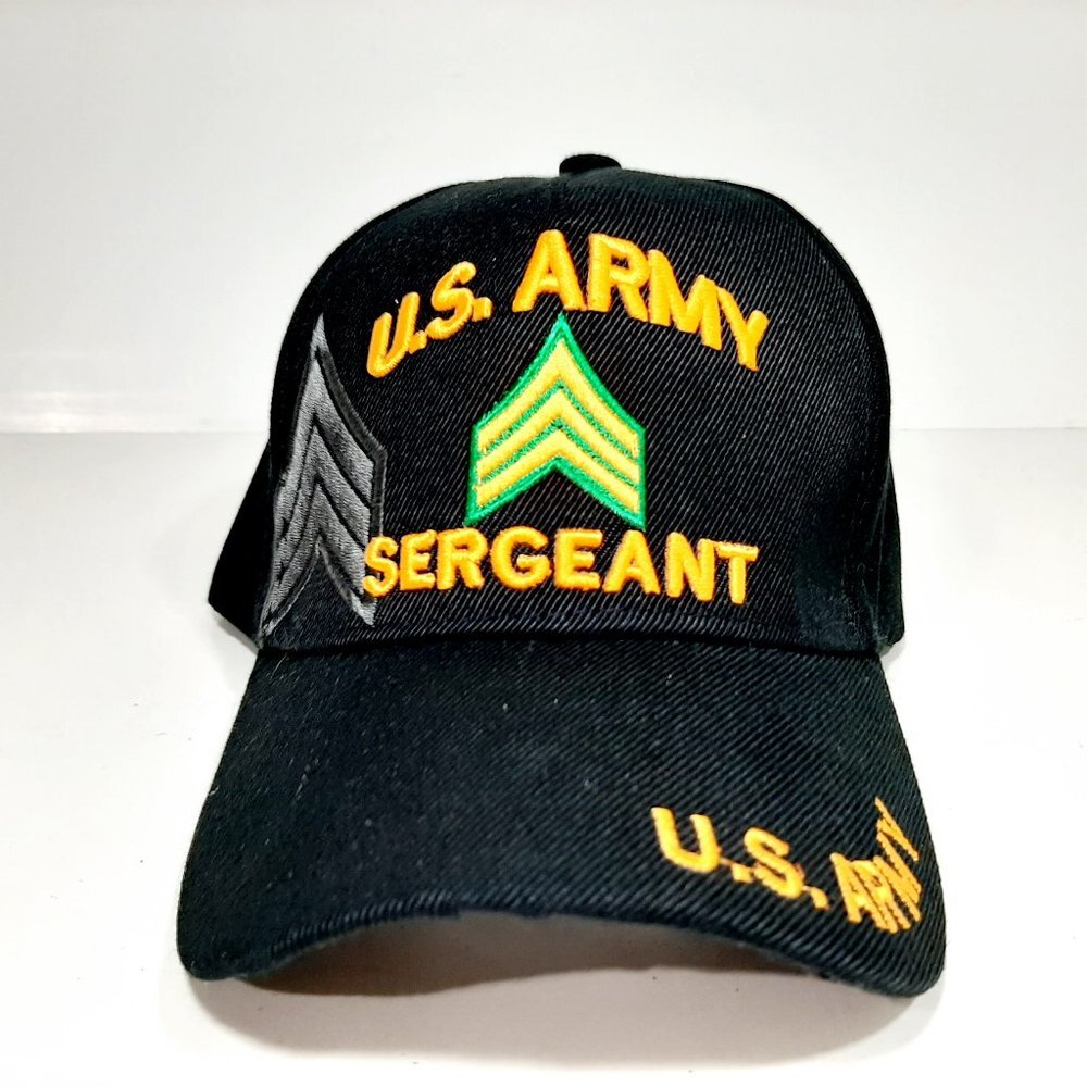 U.S. Army Sergeant Men's Ball Cap Hat Black Embroidered